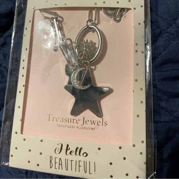 Handmade necklace with rhinestone moon, cactus, star, key, rhinestone Sun charms - Picture 1 of 4